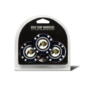 Team Golf NCAA Colorado Buffaloes Golf Chip Ball Markers (3 Count), Poker Chip Size with Pop Out Smaller Double-Sided Enamel Markers