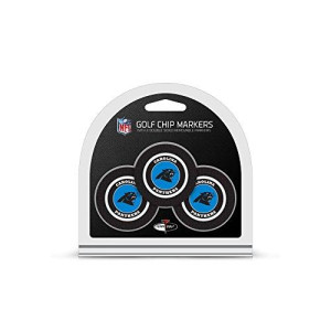 Team Golf NFL Carolina Panthers Golf Chip Ball Markers (3 Count), Poker Chip Size with Pop Out Smaller Double-Sided Enamel Markers, Multi Team Color, 30488