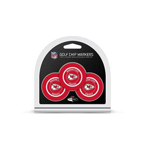 Team Golf NFL Kansas City Chiefs Golf Chip Ball Markers (3 Count), Poker Chip Size with Pop Out Smaller Double-Sided Enamel Markers, Multi Team Color, 31488