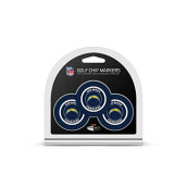 Team Golf NFL San Diego Chargers Golf Chip Ball Markers (3 Count), Poker Chip Size with Pop Out Smaller Double-Sided Enamel Markers