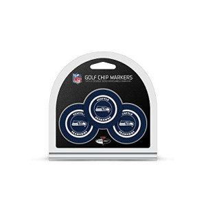 Team Golf NFL Seattle Seahawks Golf Chip Ball Markers (3 Count), Poker Chip Size with Pop Out Smaller Double-Sided Enamel Markers,Multi