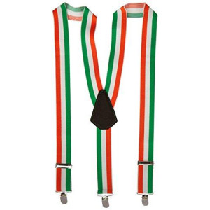 Amscan Irish Flag Striped Adjustable Suspenders, 5", Multicolor