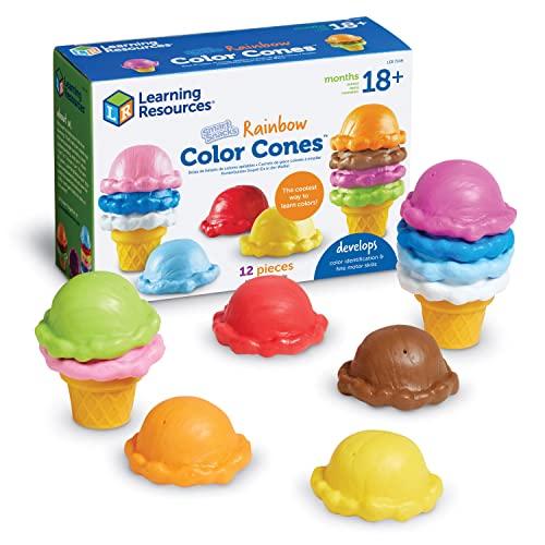 Learning Resources Smart Snacks Rainbow Color Cones, Color Identification, Fine Motor Toy, Ages 2+,Multi-color,2 L x 2-1/2 W in