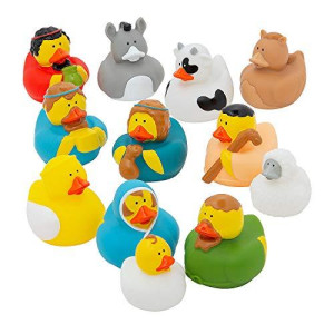 Nativity Rubber Duckies for Christmas - Set of 12 - Holiday Decor, Toys and Stocking Stuffers for Kids