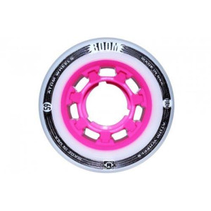 Atom Boom SLIM 59x38mm FIRM 86A White and Pink Hybrid Roller Skate Derby Wheels (4-pack)