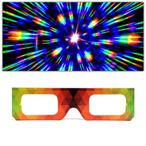 GloFX Paper Cardboard Diffraction Glasses  Geometric Rainbow  100 Pack