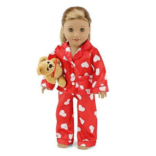 Emily Rose 18 Inch Doll Clothes Pajamas PJs Gift Set with Teddy Bear Accessory | Compatible with 18" American Girl Dolls