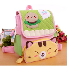 Big Mango Super Cute Cat Design Children Cartoon Backpack Kids Shoulder Bag Light School Bag - Green