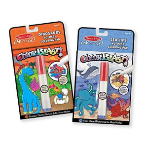 Melissa & Doug ColorBlast! Sea Life and Dinosaurs Color-Reveal Coloring Books, 2-Pack
