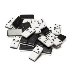 WE Games Two-Toned Black & White Double 6 Dominoes with Spinners - Club Size