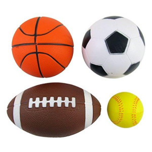 Set of 4 Sports Balls for Kids (Soccer Ball, Basketball, Football, Tennis Ball) By Bo Toys