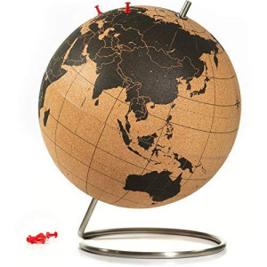 Suck UK Cork Globe | Large World Globe | Pin Board Globes Of The World With Stand | World Map Pin Board | Travel Gifts & Interactive Globe Gifts For Travelers | Office Decor Desk Accessories | Black