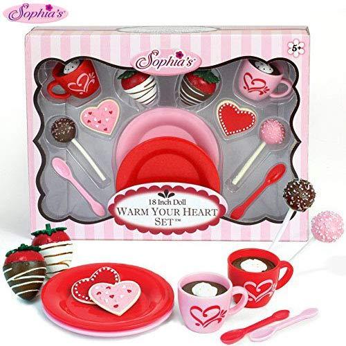 18 Inch Warm Your Heart Doll Accessories Food Set Perfect for the American Baking Girl. Includes Hot Cocoa, Cake Pops, Cookies and More Mini Doll Food by Sophia's, 12 piece set