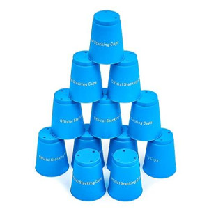 Quick Stack Cups - Set of 12 Sport Stacking Cups - By Trademark Innovations (Blue)