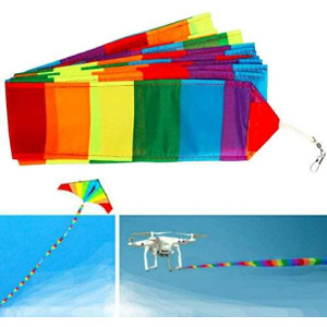 Amazona's presentz Super Long - Ultra Fun 30 Metres ( 98 ft ) Eye Catching Rainbow Tail for RC Drone, Kite, Air Show, Aerobatic Flight