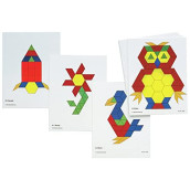 Learning Advantage - 8837 Pattern Block Activity Cards - In-Home Learning Activity for Early Math & Geometry - Set of 20 - Teach Creativity, Sequencing and Patterning