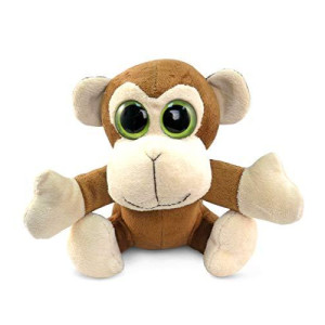 DolliBu Plush Monkey Stuffed Animal - Soft Fur Huggable Big Eyes Brown Monkey, Adorable Playtime Zoo Plush Toy, Cute Jungle Wild Life Cuddle Gift, Soft Plush Doll Animal Toy for Kids & Adults - 6 Inch