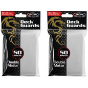 BCW 2 50ct Packs (100) Mat Deck Guard WHITE DOUBLE MATTE Finish for Standard Size Collectible Cards - Deck Protector Sleeves for MTG Magic the Gathering, Pokemon, L5R, WOW, [2-Pack Bundle]