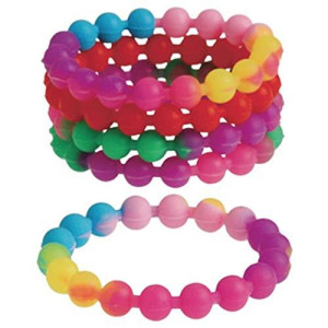 Dozen Assorted Rainbow Stretchy Silicone Bead Bracelets