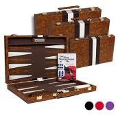 Get The Games Out Top Backgammon Set - Travel Backgammon Sets for Adults - Small Travel Size Classic Backgammon Board Game Case - Includes Strategy Guide & Full 15 Pieces (Brown Edition, Small)