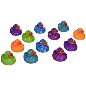 Rhode Island Novelty 2 Inch Multi-Color Pattern Rubber Duck (12 Piece)
