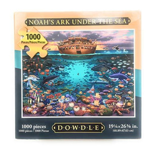 Dowdle Folk Art Puzzle Noah's Ark Under Sea 1000 Pieces New 19  x 26 5/8
