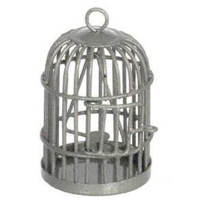 Dollhouse Miniature 1:12 Scale Round Silver Birdcage #Zc753