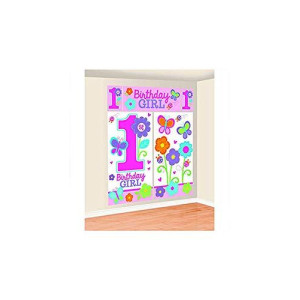 amscan Wall Decorating Kit | 1st Birthday | Girl | Flowers and Butterflies Collection