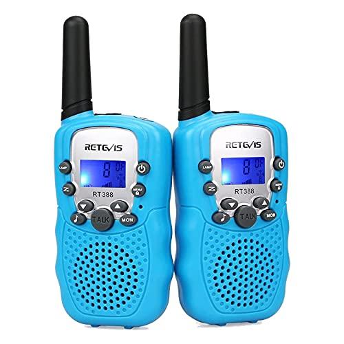 Retevis RT-388 Walkie-Talkies for Kids,Toys Walky Talky with Flashlight,22 CH,LCD,Keylock,Long Range for Boys Girls Aged 6-12,Family Outside,Adventure,Camping(Blue,2 Pack)