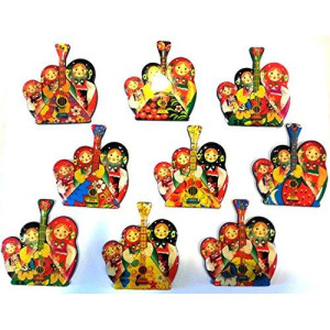 Set of 3 Magnets Russian Nesting Matryoshka Dolls with Balalaika Decorative Strong Reusable Magnet