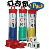 George & Company LLC LCR Dice Game Set Bundle (Left Right Center) - 3 Pack Assorted Colors