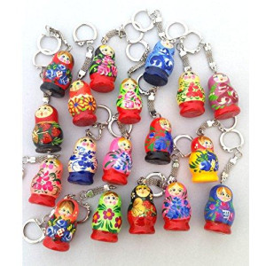 Key Chain Russian Traditional Nesting Doll Matryoshka, Wooden Key Chain, Height 1.5 inches