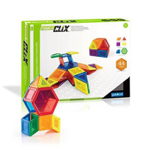 Guidecraft PowerClix Solids Magnetic Building Blocks Set, 44 Piece Magnetic Tiles, Stem Educational Construction Toy