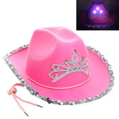 Giftexpress Child Led Blinking Pink Tiara Cowgirl Hat Cowboy Hat - Chi