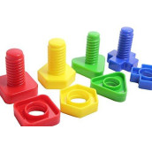 Curious Minds Busy Bags Large Plastic Nuts and Bolts - Set of 4 - Matching and Fine Motor Toy for Toddlers and Preschoolers