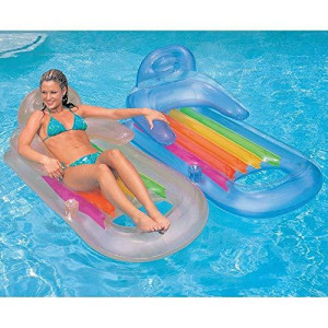 Intex King Kool Inflatable Lounge Blue & Pearlescent Silver Gift Set Bundle - 2 Pack, 63" X 33.5"