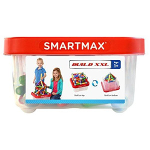 SmartMax Build XXL (70 pcs) STEM Magnetic Discovery Building Set Featuring Safe, Extra-Strong, Oversized Building Pieces and Sturdy Storage Case for Ages 3+