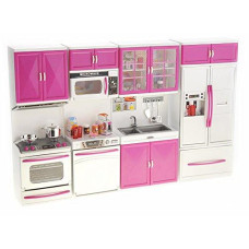 PowerTRC My Modern Kitchen 32 Full Deluxe Kit | Battery Operated | Toy Doll Kitchen Playset w/ Lights, Sounds | Perfect for Use with 11-12" Tall Dolls | Stove and Dishwasher