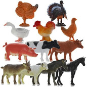 GiftExpress 12pc Large Farm Animal Toy Figures