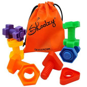 Jumbo Nuts and Bolts Toddler Toys - Skoolzy Montessori Toys Building Construction Set | 12 pc Occupational Therapy Tools Matching Fine Motor Skills for Toddlers Boys, Girls | Learning Activities eBook