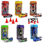 haomsj Mini Coke Can Speed Rc Radio Remote Conrtol Micro Racing Car with Led Lingts Kids Toys Gift (1PC)