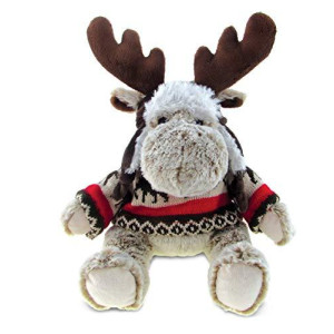 DolliBu Plush Moose Stuffed Animal - Soft Huggable Moose with Sweater and Hat, Adorable Playtime Plush Toy, Wild Life Cuddle Gifts, Super Soft Plush Doll Animal Toy for Kids and Adults - 9 Inches