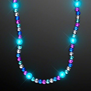 FlashingBlinkyLights Turquoise Light Up LED Bead Necklace