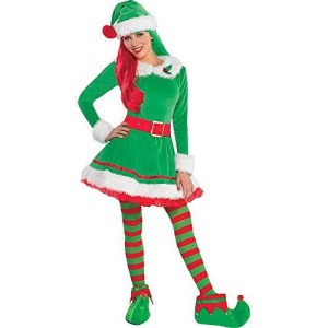 Amscan Green Elf Costume for Women, Christmas Costume, Medium, with Included Accessories