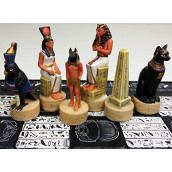 HPL Egyptian Anubis Buff and Gold Set of Chess Men Pieces - NO Board