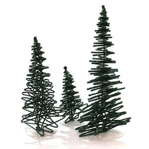 Department 56 Accessory Frosted Zig Zag Trees Set of 3, Polyresin, Snow Village Christmas, Collectible Building Accessories, 52507