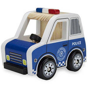 Wooden Wheels Natural Beech Wood Police Cruiser by Imagination Generation , Blue