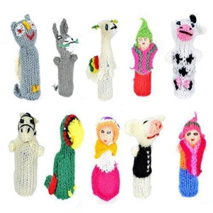 Madre Nature - Set of 10 Handmade Peruvian Finger Puppets - Fair Trade and Artisan Made - Variety of Cute Figures from South America - Great for Children, Teachers, Shows, Playtime, Schools