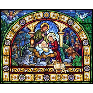 Vermont Christmas Company Stained Glass Holy Night Jigsaw Puzzle 1000 Piece