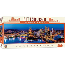 1000 Piece Jigsaw Puzzle For Adult, Family, Or Kids - Pittsburgh Pano By Masterpieces - 13" X 39" - Family Owned American Puzzle Company